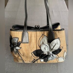 Coach 10th Anniversary Hampton Floral Straw Satchel-Limited Edition Rare Handbag